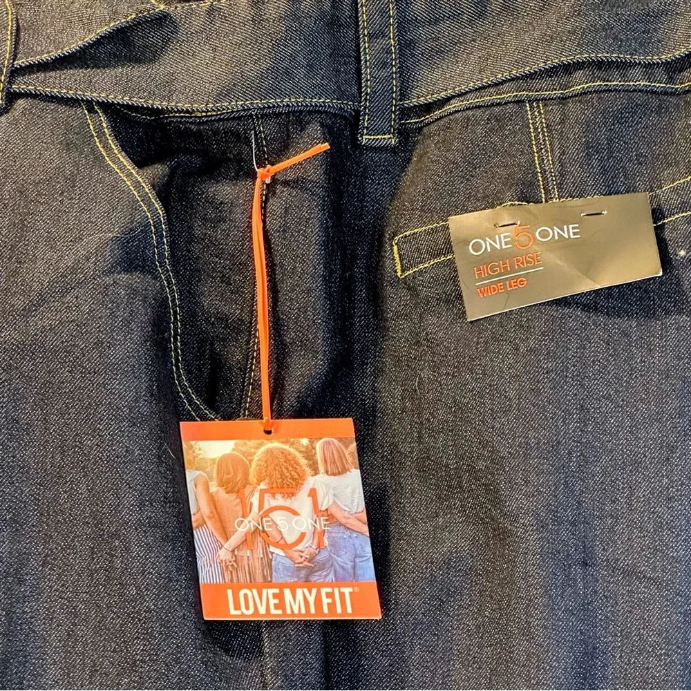 One 5 One Dark Indigo Wide Leg Jeans - Picture 7 of 9